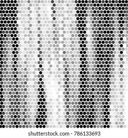 Abstract grunge grid polka dot halftone background pattern. Spotted black and white vector line illustration
