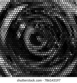 Abstract grunge grid polka dot halftone background pattern. Spotted black and white vector line illustration
