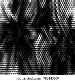 Abstract grunge grid polka dot halftone background pattern. Spotted black and white vector line illustration
