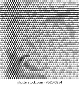 Abstract grunge grid polka dot halftone background pattern. Spotted black and white vector line illustration
