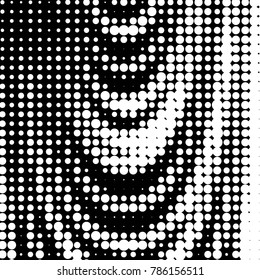 Abstract grunge grid polka dot halftone background pattern. Spotted black and white vector line illustration
