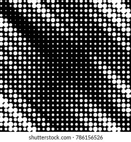 Abstract grunge grid polka dot halftone background pattern. Spotted black and white vector line illustration
