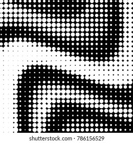 Abstract grunge grid polka dot halftone background pattern. Spotted black and white vector line illustration

