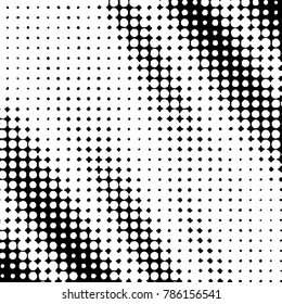 Abstract grunge grid polka dot halftone background pattern. Spotted black and white vector line illustration
