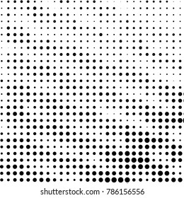 Abstract grunge grid polka dot halftone background pattern. Spotted black and white vector line illustration
