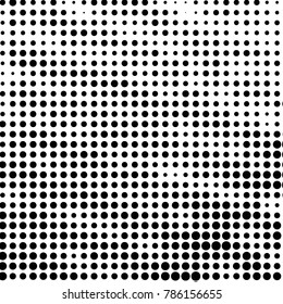 Abstract grunge grid polka dot halftone background pattern. Spotted black and white vector line illustration
