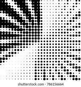 Abstract grunge grid polka dot halftone background pattern. Spotted black and white vector line illustration
