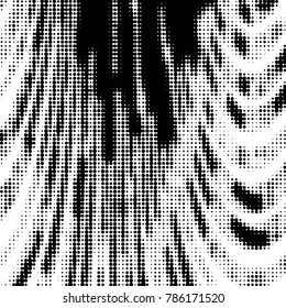 Abstract grunge grid polka dot halftone background pattern. Spotted black and white vector line illustration
