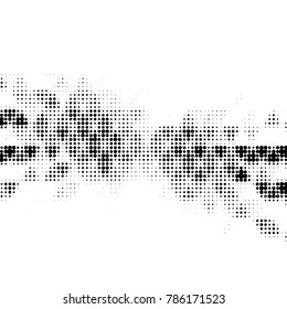 Abstract grunge grid polka dot halftone background pattern. Spotted black and white vector line illustration
