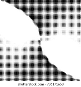 Abstract grunge grid polka dot halftone background pattern. Spotted black and white vector line illustration
