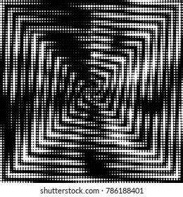 Abstract grunge grid polka dot halftone background pattern. Spotted black and white vector line illustration