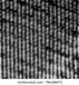 Abstract grunge grid polka dot halftone background pattern. Spotted black and white vector line illustration