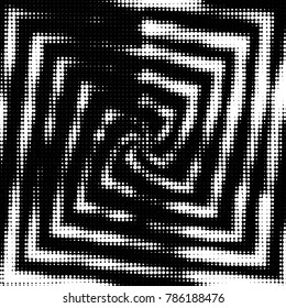 Abstract grunge grid polka dot halftone background pattern. Spotted black and white vector line illustration