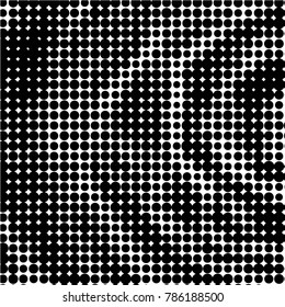 Abstract grunge grid polka dot halftone background pattern. Spotted black and white vector line illustration