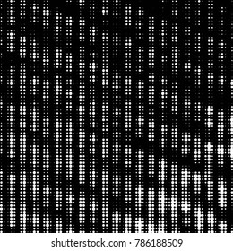 Abstract grunge grid polka dot halftone background pattern. Spotted black and white vector line illustration