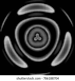 Abstract grunge grid polka dot halftone background pattern. Spotted black and white vector line illustration
