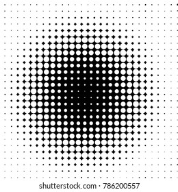 Abstract grunge grid polka dot halftone background pattern. Spotted black and white vector line illustration
