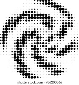 Abstract grunge grid polka dot halftone background pattern. Spotted black and white vector line illustration
