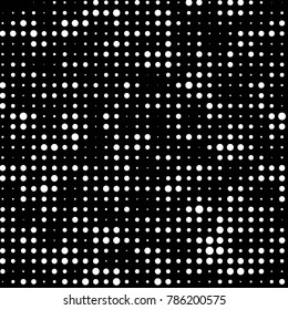 Abstract grunge grid polka dot halftone background pattern. Spotted black and white vector line illustration
