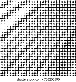 Abstract grunge grid polka dot halftone background pattern. Spotted black and white vector line illustration
