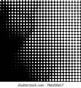 Abstract grunge grid polka dot halftone background pattern. Spotted black and white vector line illustration
