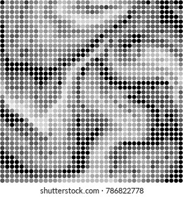 Abstract grunge grid polka dot halftone background pattern. Spotted black and white vector line illustration
