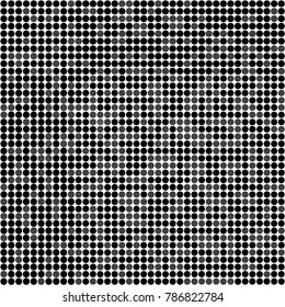 Abstract grunge grid polka dot halftone background pattern. Spotted black and white vector line illustration
