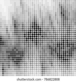 Abstract grunge grid polka dot halftone background pattern. Spotted black and white vector line illustration
