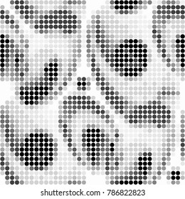 Abstract grunge grid polka dot halftone background pattern. Spotted black and white vector line illustration
