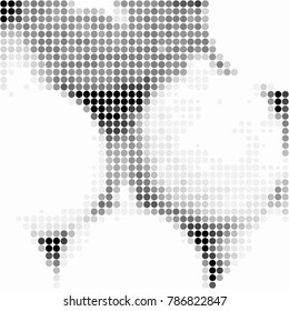 Abstract grunge grid polka dot halftone background pattern. Spotted black and white vector line illustration
