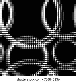 Abstract grunge grid polka dot halftone background pattern. Spotted black and white vector line illustration
