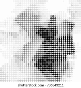 Abstract grunge grid polka dot halftone background pattern. Spotted black and white vector line illustration
