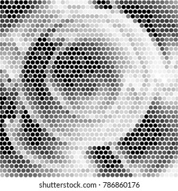 Abstract grunge grid polka dot halftone background pattern. Spotted black and white vector line illustration

