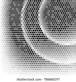 Abstract grunge grid polka dot halftone background pattern. Spotted black and white vector line illustration
