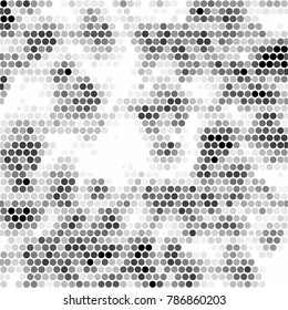 Abstract grunge grid polka dot halftone background pattern. Spotted black and white vector line illustration
