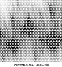 Abstract grunge grid polka dot halftone background pattern. Spotted black and white vector line illustration
