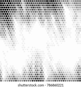 Abstract grunge grid polka dot halftone background pattern. Spotted black and white vector line illustration
