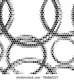 Abstract grunge grid polka dot halftone background pattern. Spotted black and white vector line illustration

