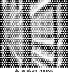 Abstract grunge grid polka dot halftone background pattern. Spotted black and white vector line illustration
