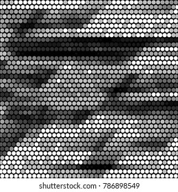 Abstract grunge grid polka dot halftone background pattern. Spotted black and white vector line illustration
