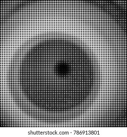 Abstract grunge grid polka dot halftone background pattern. Spotted black and white vector line illustration