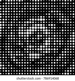 Abstract grunge grid polka dot halftone background pattern. Spotted black and white vector line illustration