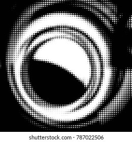 Abstract grunge grid polka dot halftone background pattern. Spotted black and white vector line illustration
