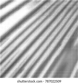 Abstract grunge grid polka dot halftone background pattern. Spotted black and white vector line illustration
