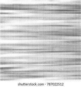 Abstract grunge grid polka dot halftone background pattern. Spotted black and white vector line illustration
