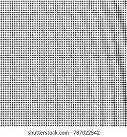 Abstract grunge grid polka dot halftone background pattern. Spotted black and white vector line illustration
