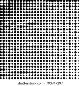 Abstract grunge grid polka dot halftone background pattern. Spotted black and white vector line illustration
