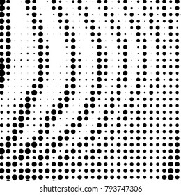 Abstract grunge grid polka dot halftone background pattern. Spotted black and white vector line illustration
