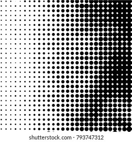 Abstract grunge grid polka dot halftone background pattern. Spotted black and white vector line illustration
