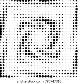 Abstract grunge grid polka dot halftone background pattern. Spotted black and white vector line illustration
